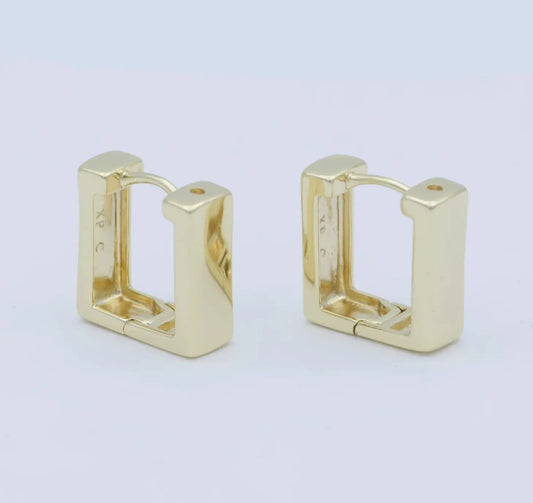 Gold square huggie