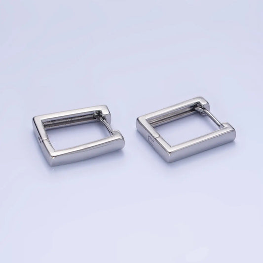 White gold-filled square huggie